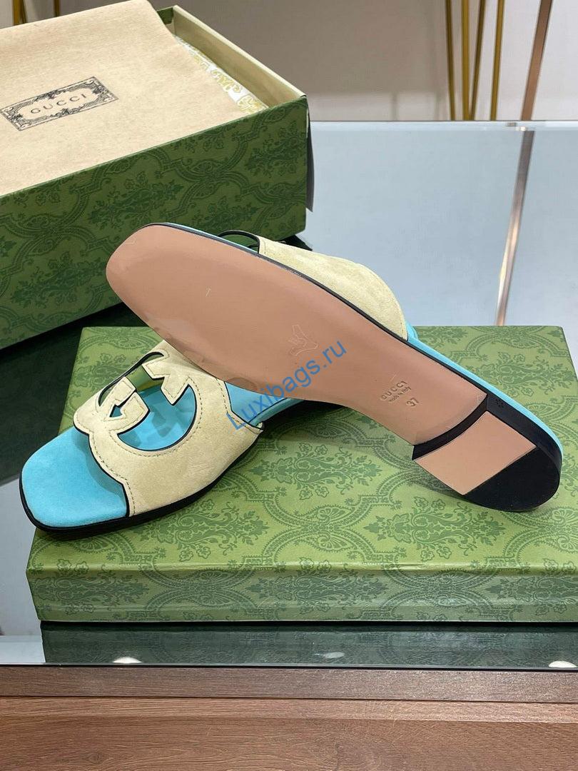 Gucci 694451 Women's Interlocking G cut-out slide sandal G66765 | gucci 694451 womens interlocking g cut out slide sandal g66765 4