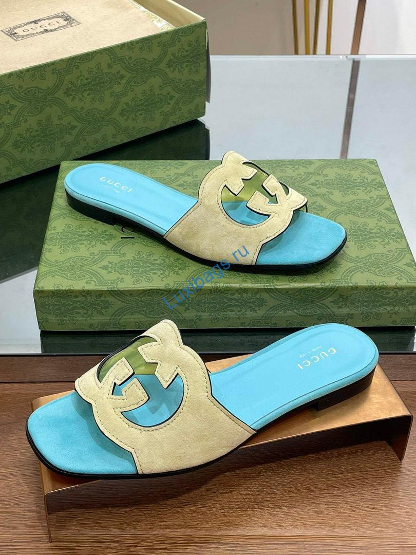 Gucci 694451 Women's Interlocking G cut-out slide sandal G66765 | gucci 694451 womens interlocking g cut out slide sandal g66765 5