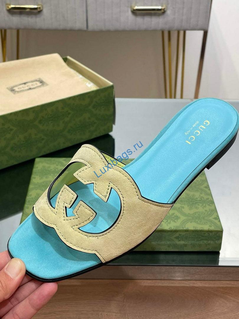 Gucci 694451 Women's Interlocking G cut-out slide sandal G66765 | gucci 694451 womens interlocking g cut out slide sandal g66765 6