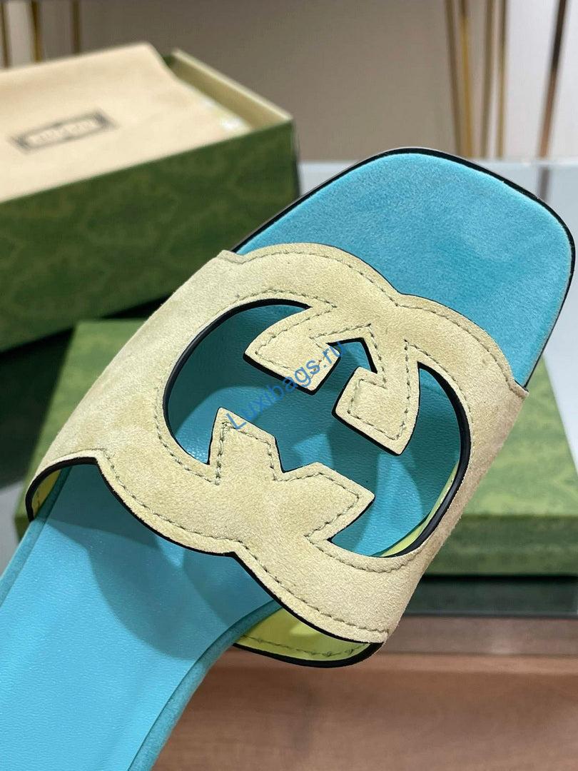 Gucci 694451 Women's Interlocking G cut-out slide sandal G66765 | gucci 694451 womens interlocking g cut out slide sandal g66765 8