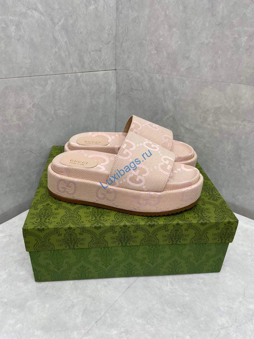 Gucci 730043 Women's jumbo GG platform slide sandal G82366 | gucci 730043 womens jumbo gg platform slide sandal g82366 4