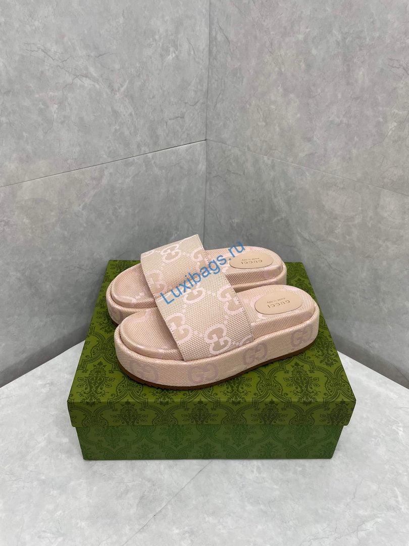 Gucci 730043 Women's jumbo GG platform slide sandal G82366 | gucci 730043 womens jumbo gg platform slide sandal g82366 6