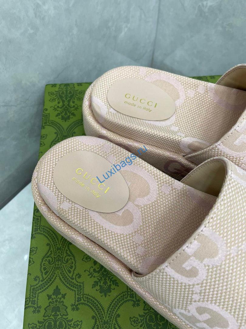 Gucci 730043 Women's jumbo GG platform slide sandal G82366 | gucci 730043 womens jumbo gg platform slide sandal g82366 8