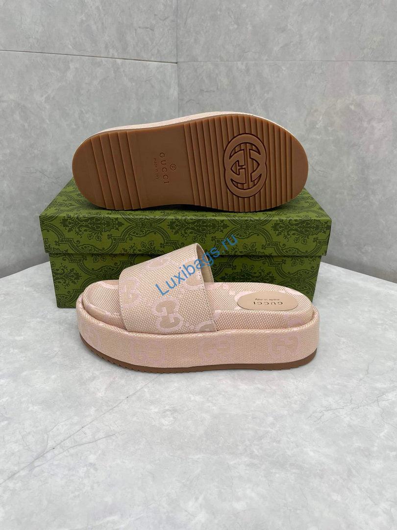 Gucci 730043 Women's jumbo GG platform slide sandal G82366 | gucci 730043 womens jumbo gg platform slide sandal g82366 9