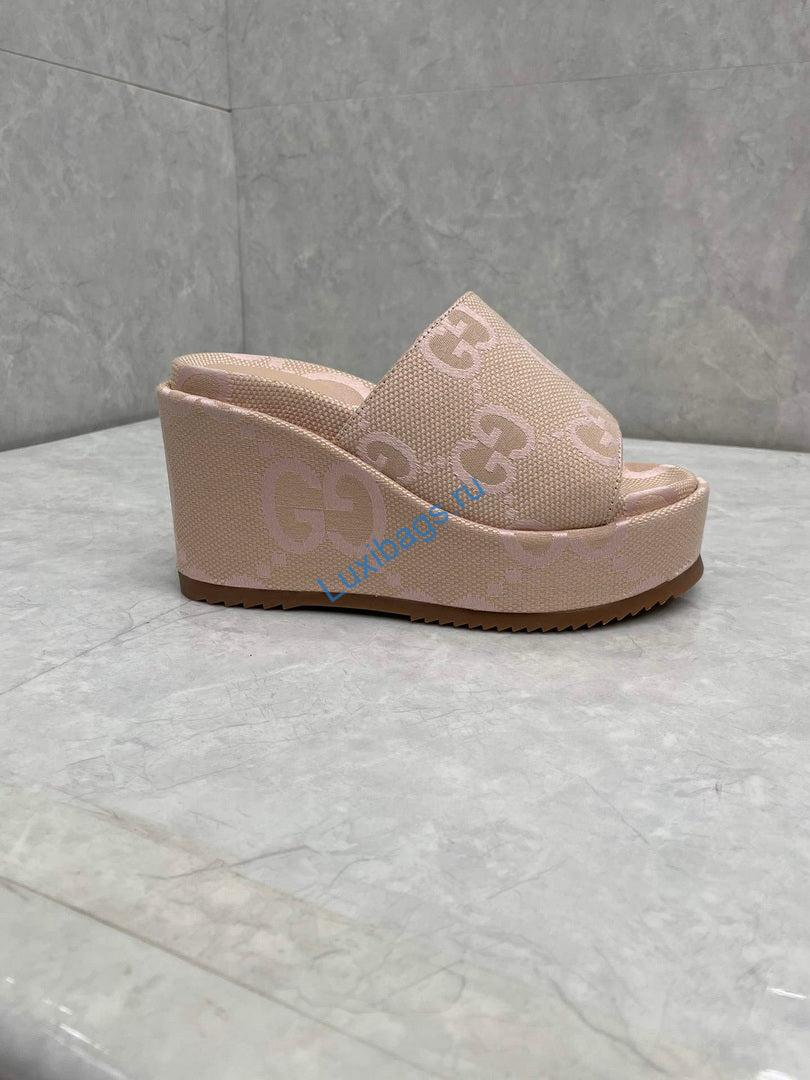 Gucci 730047 Women's jumbo GG platform slide sandal G82364 | gucci 730047 womens jumbo gg platform slide sandal g82364 7