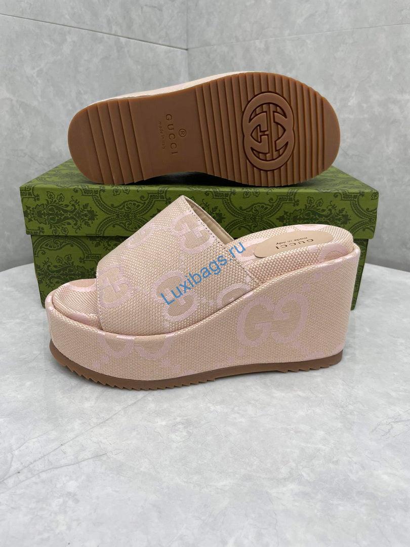 Gucci 730047 Women's jumbo GG platform slide sandal G82364 | gucci 730047 womens jumbo gg platform slide sandal g82364 8