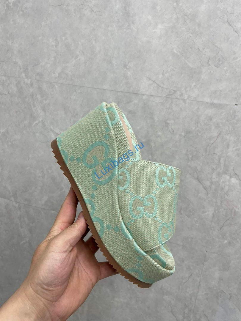 Gucci 730047 Women's jumbo GG platform slide sandal G82365 | gucci 730047 womens jumbo gg platform slide sandal g82365 4