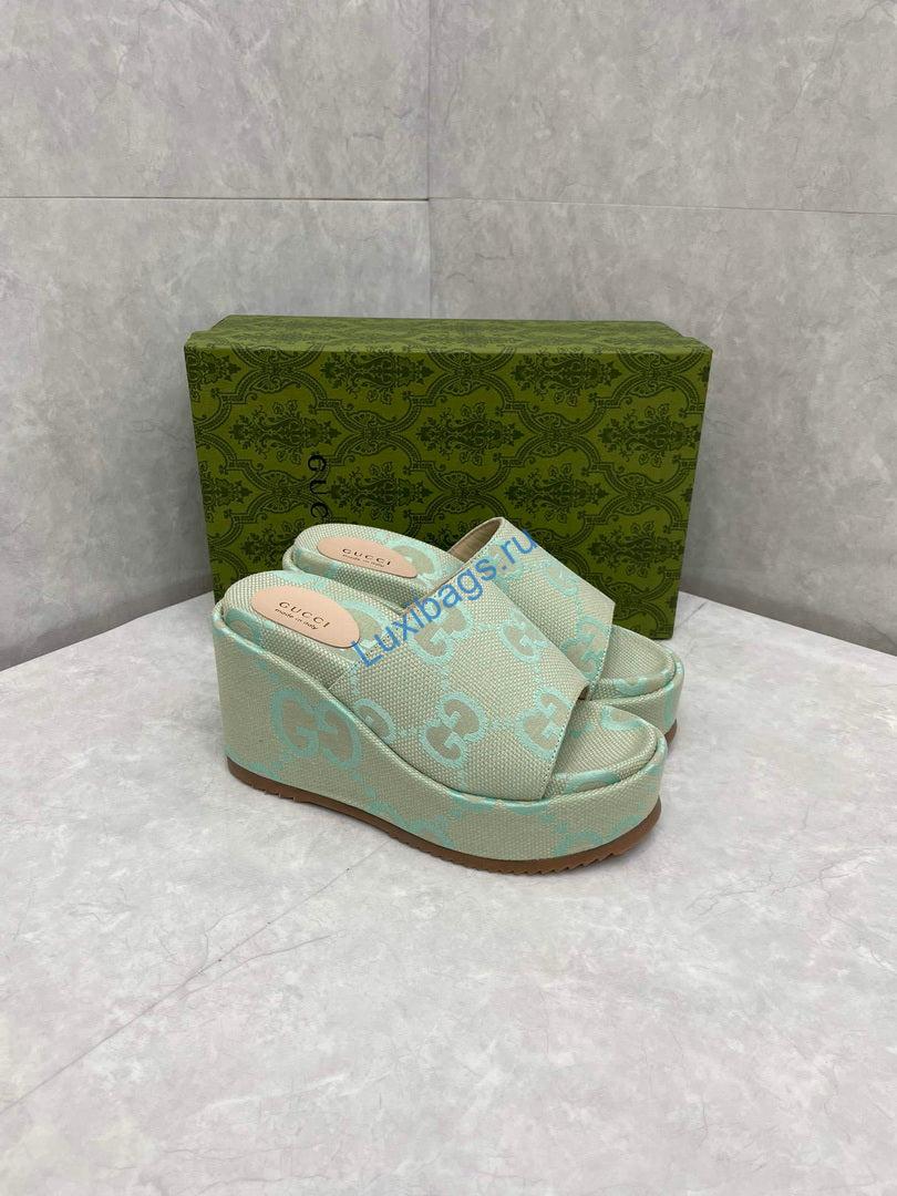 Gucci 730047 Women's jumbo GG platform slide sandal G82365 | gucci 730047 womens jumbo gg platform slide sandal g82365 5