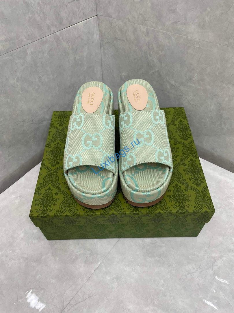 Gucci 730047 Women's jumbo GG platform slide sandal G82365 | gucci 730047 womens jumbo gg platform slide sandal g82365 6