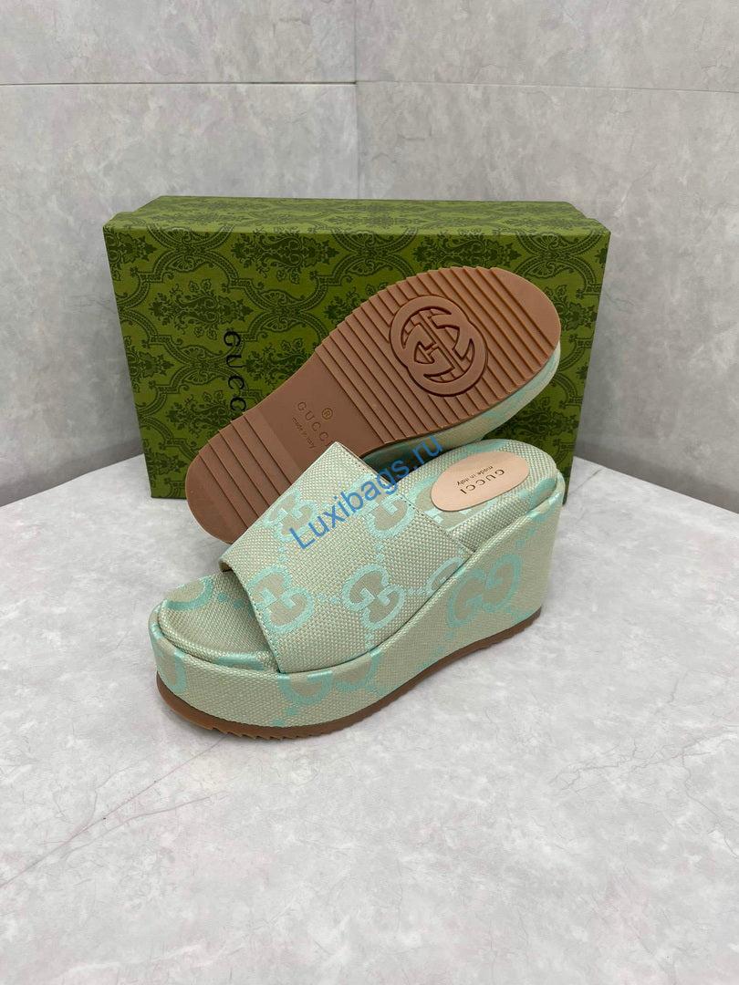 Gucci 730047 Women's jumbo GG platform slide sandal G82365 | gucci 730047 womens jumbo gg platform slide sandal g82365 9