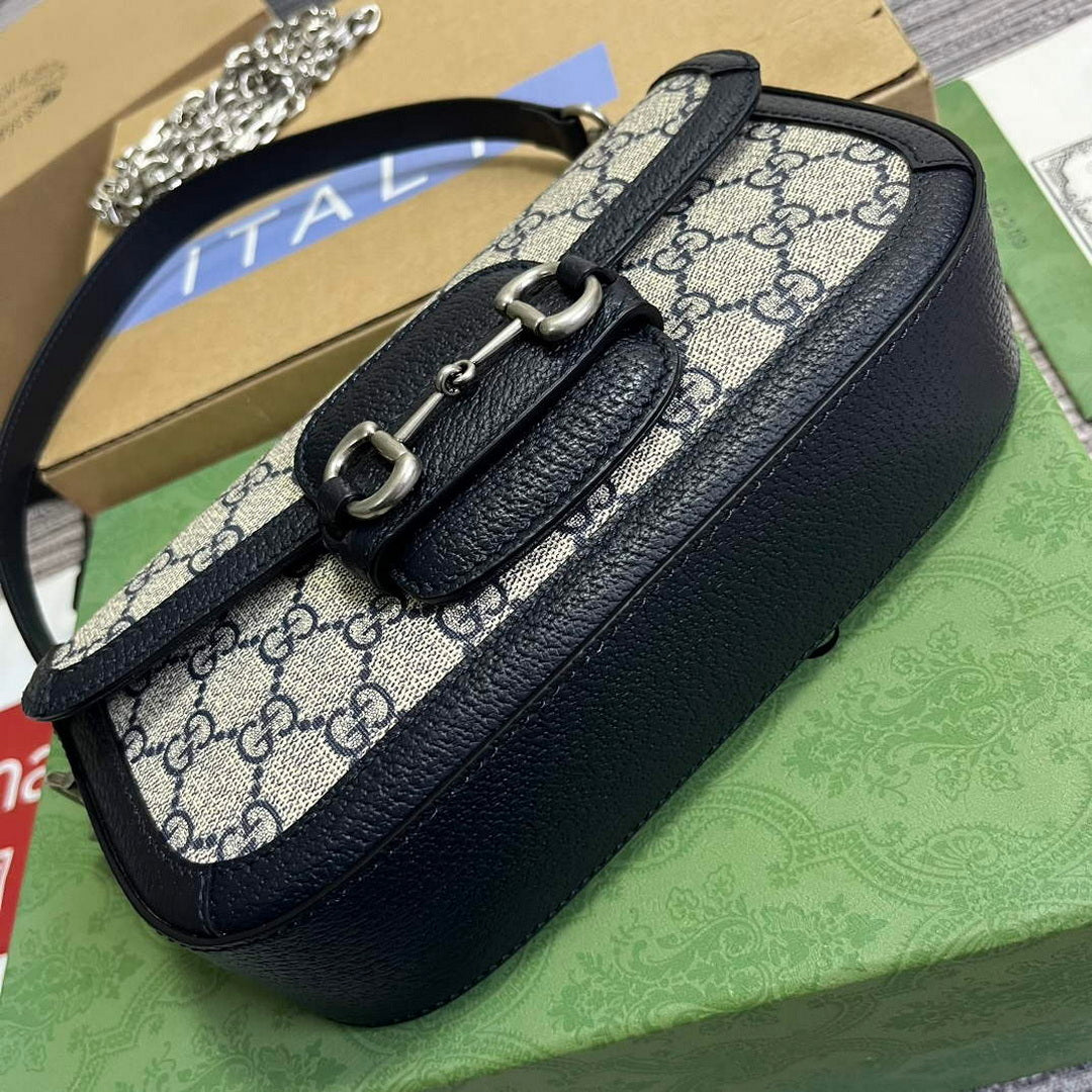 Gucci 735178 Gucci Horsebit 1955 small shoulder bag Navy blue | gucci 735178 gucci horsebit 1955 small shoulder bag navy blue 6