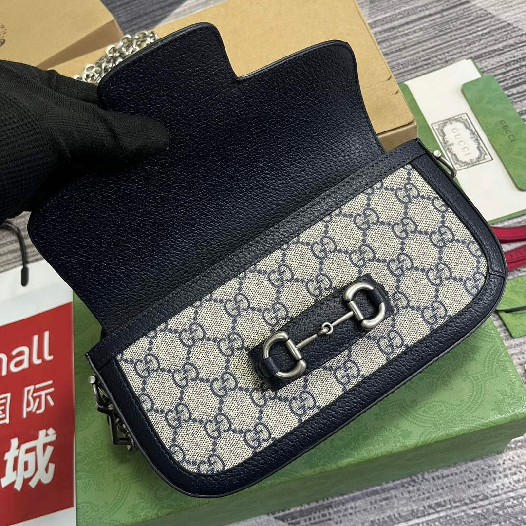 Gucci 735178 Gucci Horsebit 1955 small shoulder bag Navy blue | gucci 735178 gucci horsebit 1955 small shoulder bag navy blue 7