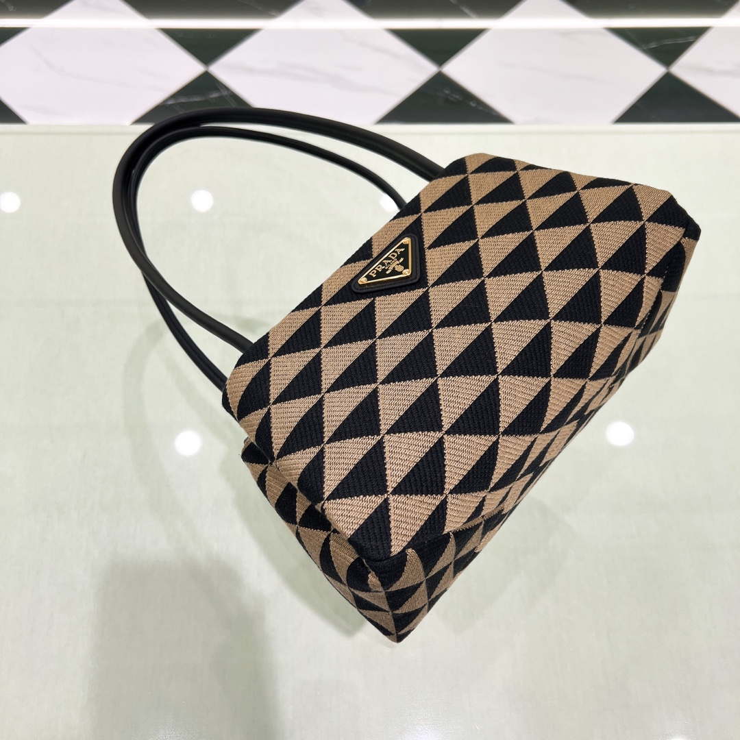 Prada 1BA368 From The Runway Small embroidered fabric Prada Symbole bag Black and Beige | prada 1ba368 from the runway small embroidered fabric prada symbole bag 015