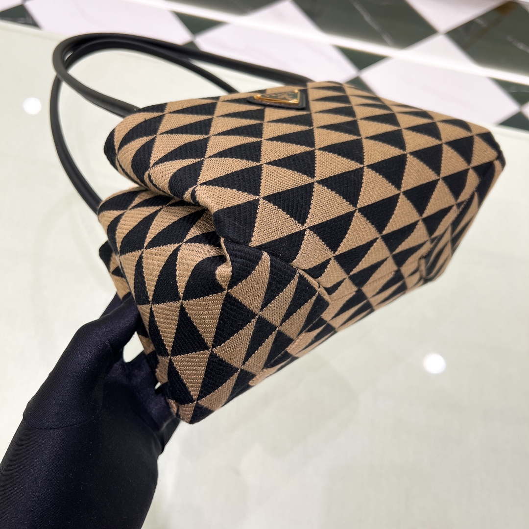 Prada 1BA368 From The Runway Small embroidered fabric Prada Symbole bag Black and Beige | prada 1ba368 from the runway small embroidered fabric prada symbole bag 016