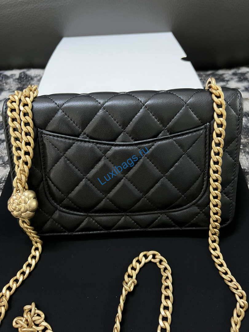 Chanel A68341 Flap Classic Bag Woc Camellia Lambskin Black | chanel a68341 flap classic bag woc camellia lambskin black 002