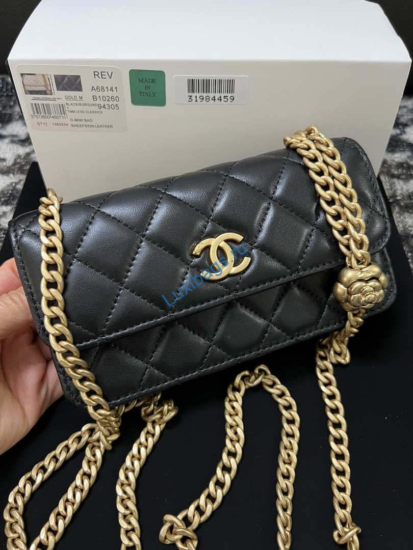 Chanel A68341 Flap Classic Bag Woc Camellia Lambskin Black | chanel a68341 flap classic bag woc camellia lambskin black 004