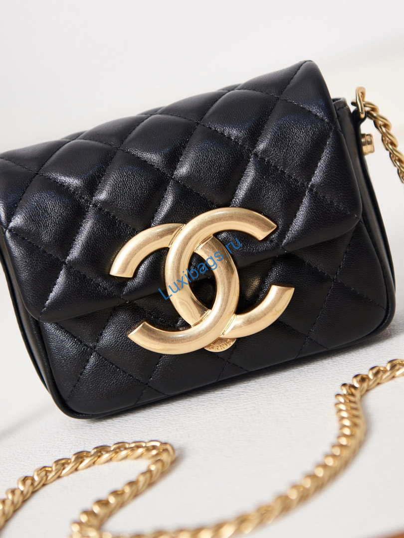 Chanel AP3208 Mini Flap bag With Chain shiny Lambskin & Gold-Tone Metal Black | chanel ap3208 mini flap bag with chain shiny lambskin gold tone metal black 002