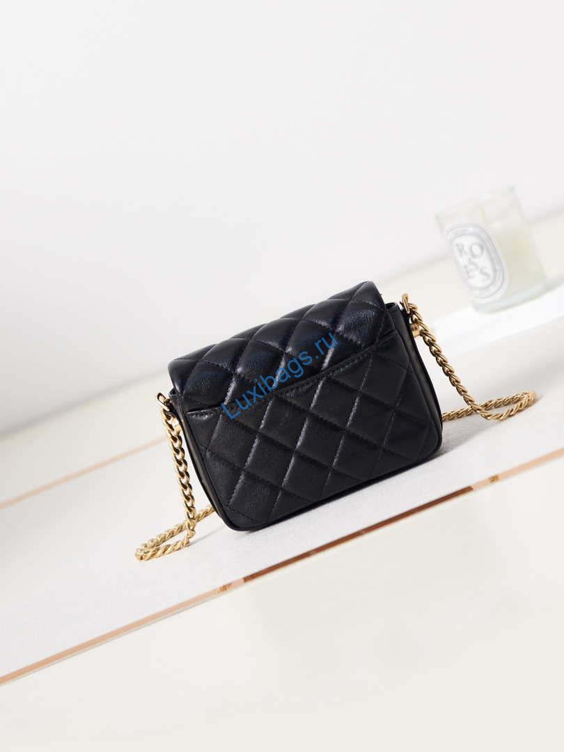 Chanel AP3208 Mini Flap bag With Chain shiny Lambskin & Gold-Tone Metal Black | chanel ap3208 mini flap bag with chain shiny lambskin gold tone metal black 007