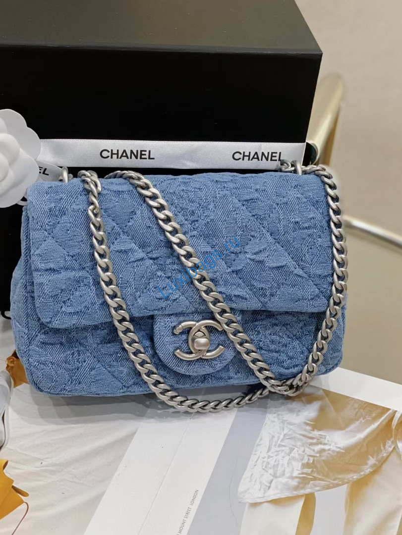 Chanel AS3828 Small Flap Classic Woc Bag Denim Blue | chanel as3828 small flap classic woc bag denim blue 002
