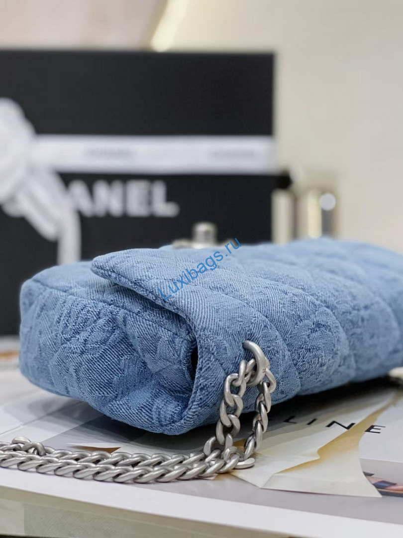 Chanel AS3828 Small Flap Classic Woc Bag Denim Blue | chanel as3828 small flap classic woc bag denim blue 004
