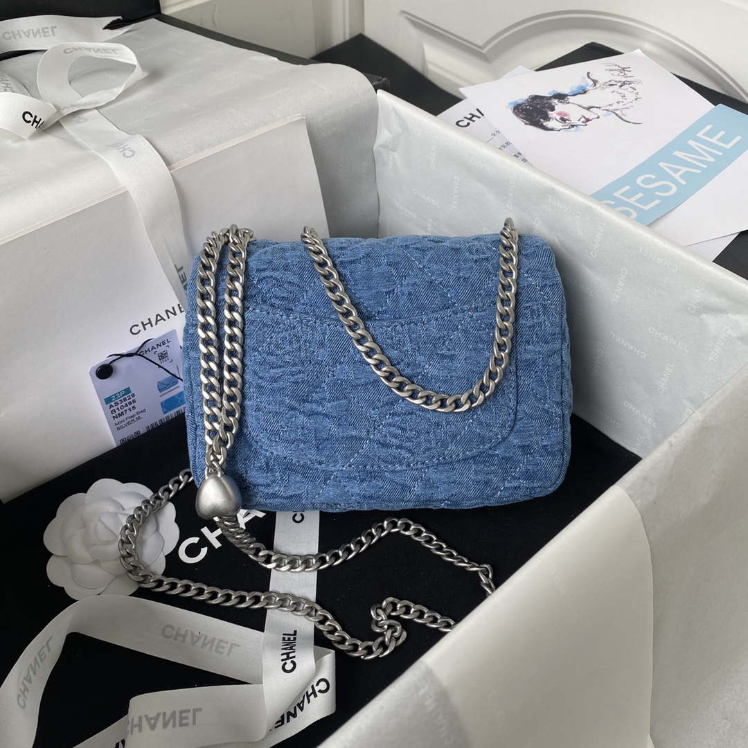 Chanel AS3829 Small Flap Classic Bag Woc Denim Blue | chanel as3829 small flap classic bag woc denim blue 002
