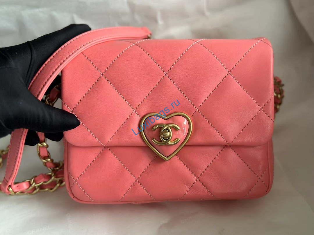Chanel AS3979 Mini Flap Bag Lambskin Plexi & Gold-Tone Meta Pink | chanel as3979 mini flap bag lambskin plexi gold tone meta pink 002