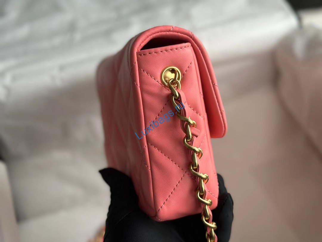 Chanel AS3979 Mini Flap Bag Lambskin Plexi & Gold-Tone Meta Pink | chanel as3979 mini flap bag lambskin plexi gold tone meta pink 003