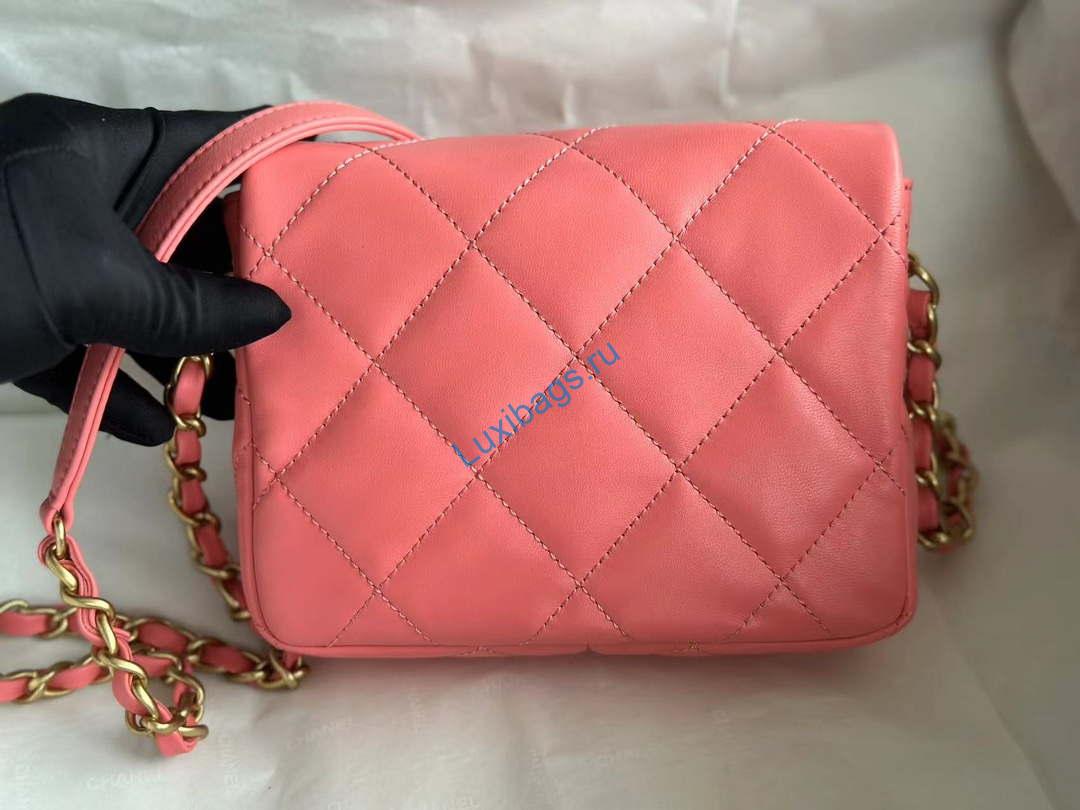 Chanel AS3979 Mini Flap Bag Lambskin Plexi & Gold-Tone Meta Pink | chanel as3979 mini flap bag lambskin plexi gold tone meta pink 004