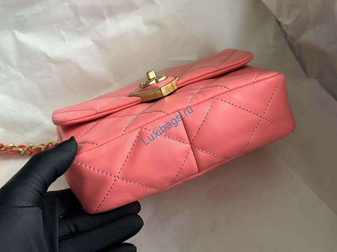 Chanel AS3979 Mini Flap Bag Lambskin Plexi & Gold-Tone Meta Pink | chanel as3979 mini flap bag lambskin plexi gold tone meta pink 006