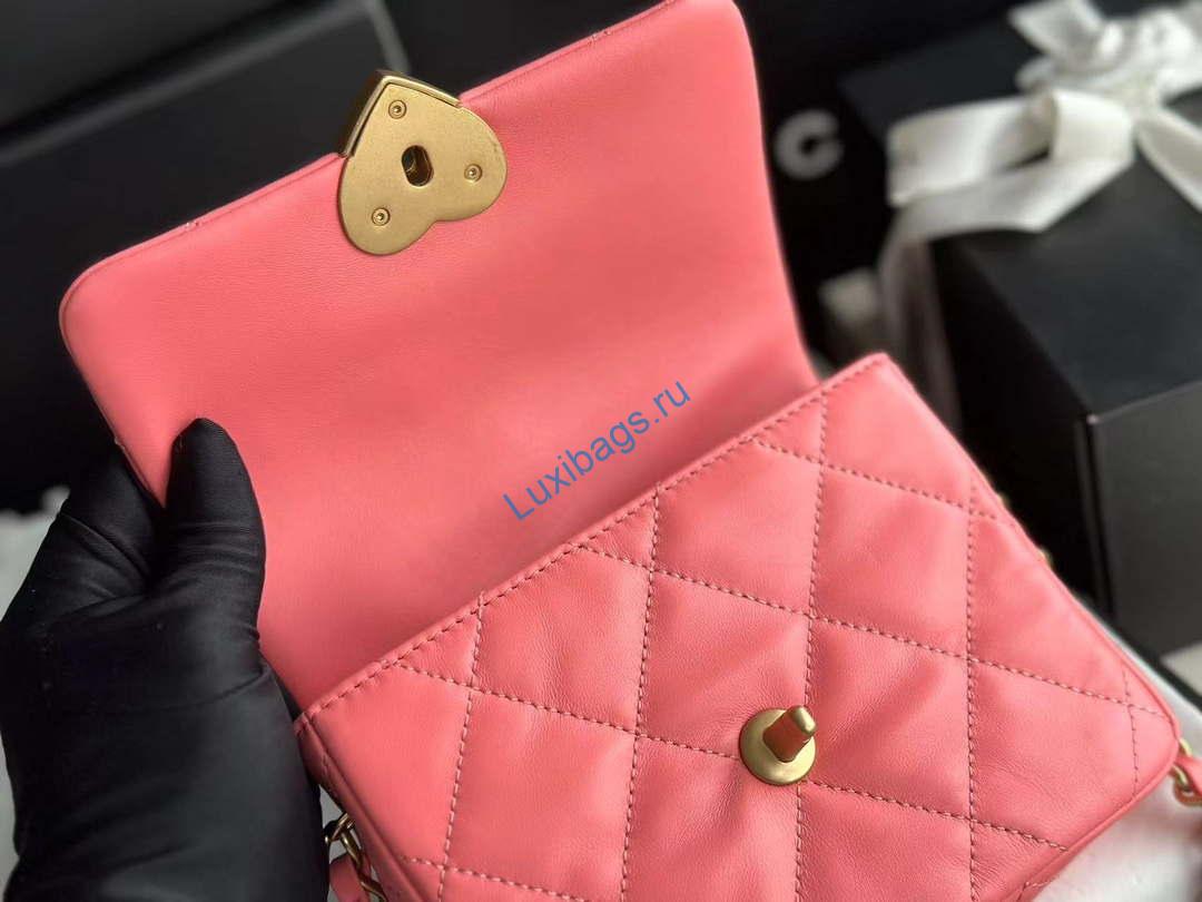 Chanel AS3979 Mini Flap Bag Lambskin Plexi & Gold-Tone Meta Pink | chanel as3979 mini flap bag lambskin plexi gold tone meta pink 007