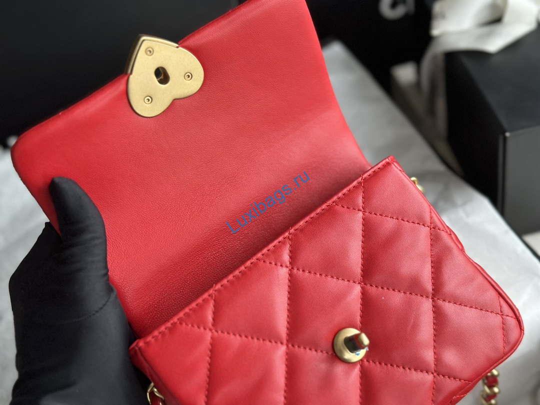 Chanel AS3979 Mini Flap Bag Lambskin Plexi & Gold-Tone Meta Red | chanel as3979 mini flap bag lambskin plexi gold tone meta red 007