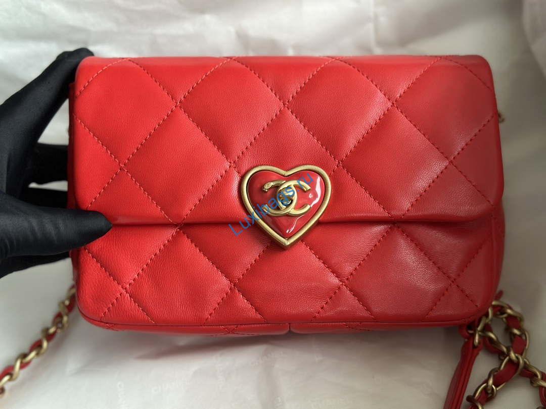 Chanel AS3986 Small Flap Bag Lambskin Plexi & Gold-Tone Meta Red | chanel as3986 small flap bag lambskin plexi gold tone meta red 002