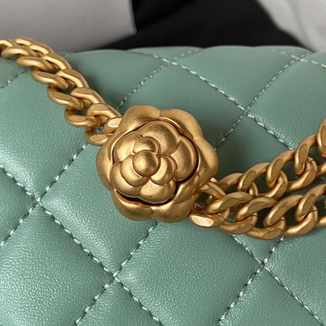 Chanel AS4041 Flap Classic Bag CF Camellia Lambskin Lake Blue Gold | chanel as4041 flap classic bag cf camellia lake blue lambskin gold 003