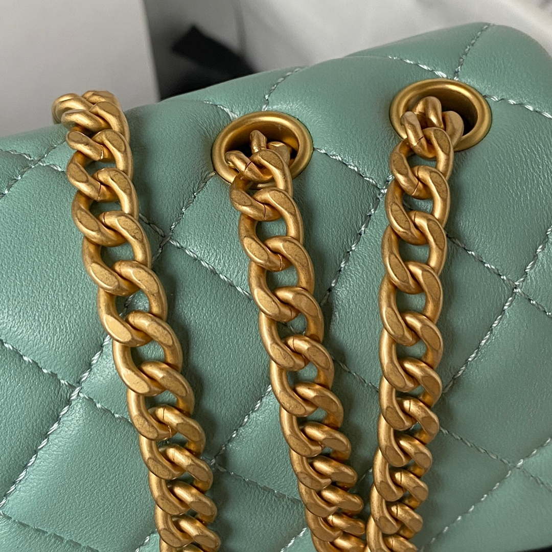 Chanel AS4041 Flap Classic Bag CF Camellia Lambskin Lake Blue Gold | chanel as4041 flap classic bag cf camellia lake blue lambskin gold 008