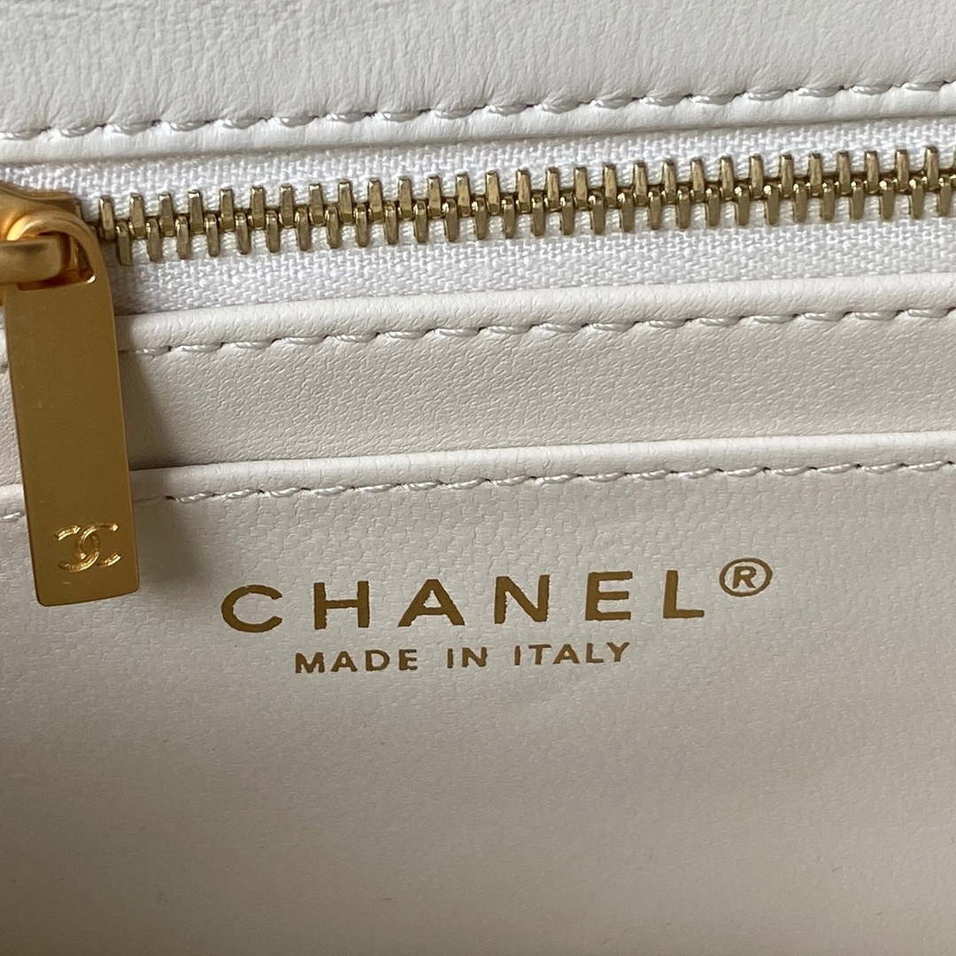 Chanel AS4041 Flap Classic Bag CF Camellia Lambskin White Gold | chanel as4041 flap classic bag cf camellia lambskin white gold 008