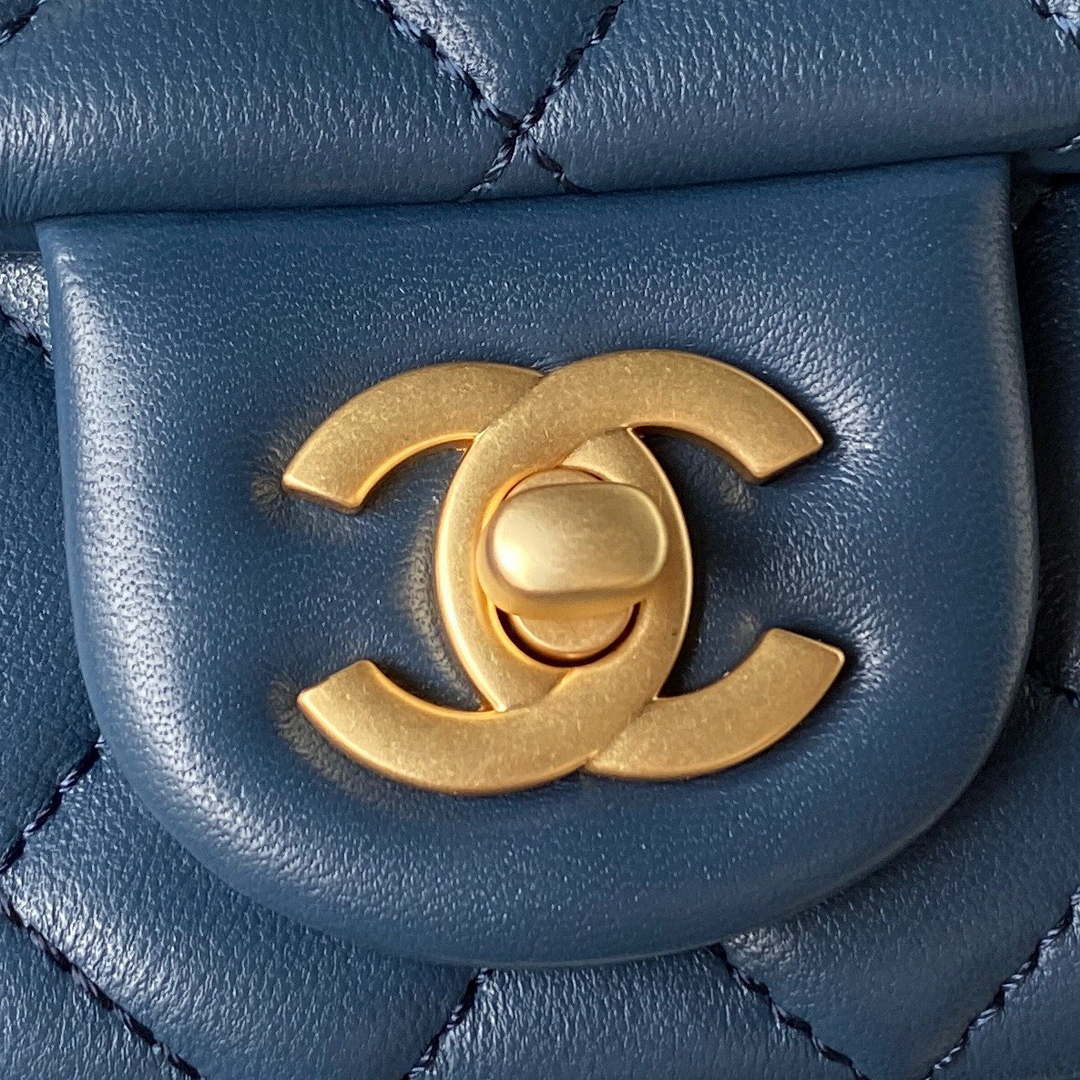 Chanel AS4041 Flap Classic Bag CF Camellia Lambskin Navy Blue Gold | chanel as4041 flap classic bag cf camellia navy blue lambskin gold 003