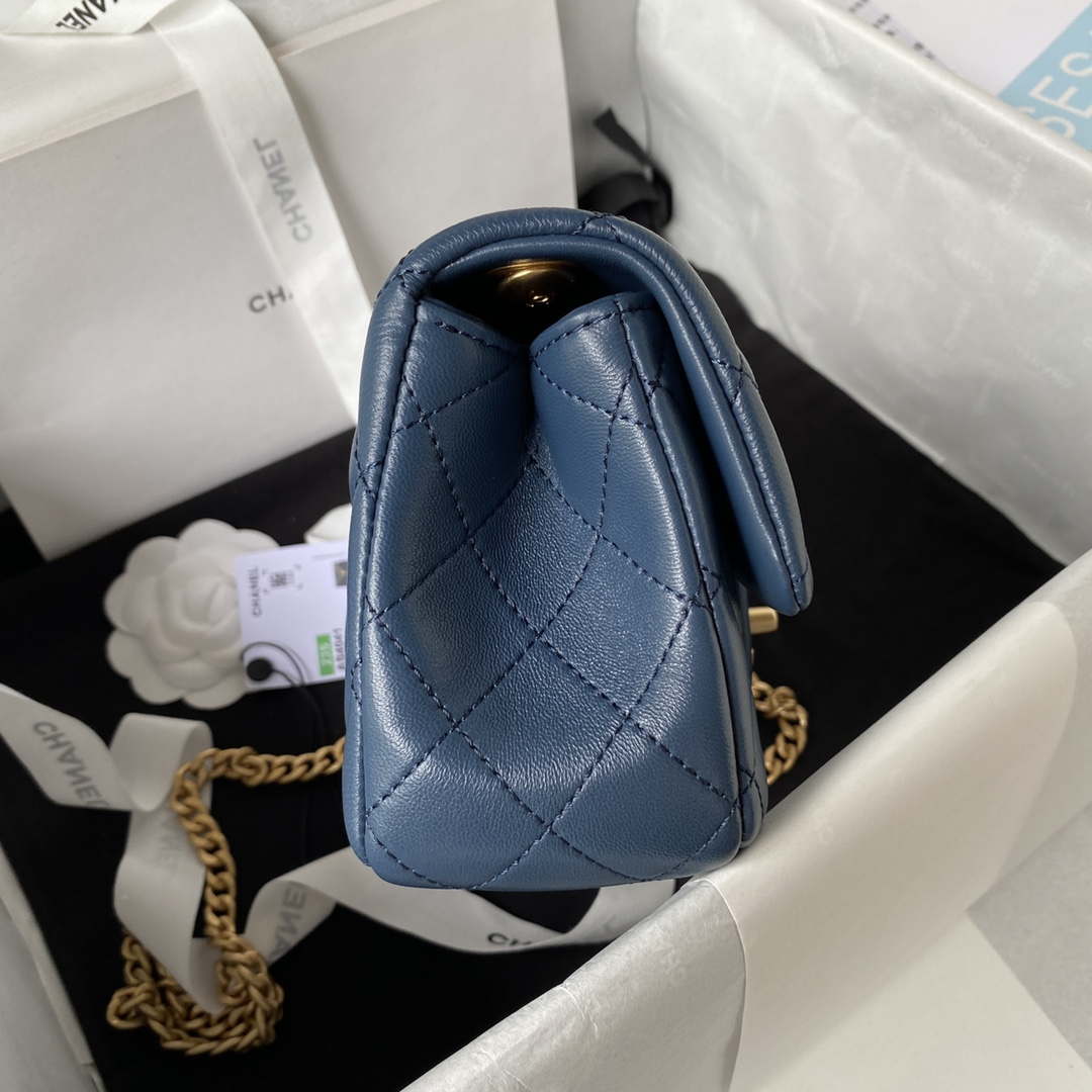 Chanel AS4041 Flap Classic Bag CF Camellia Lambskin Navy Blue Gold | chanel as4041 flap classic bag cf camellia navy blue lambskin gold 005