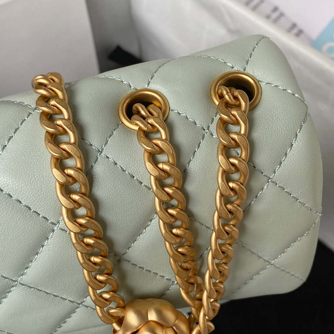 Chanel AS4041 Flap Classic Bag CF Camellia Lambskin Green Gray Gold | chanel as4041 flap classic bag cf camellia navy green gray lambskin gold 009