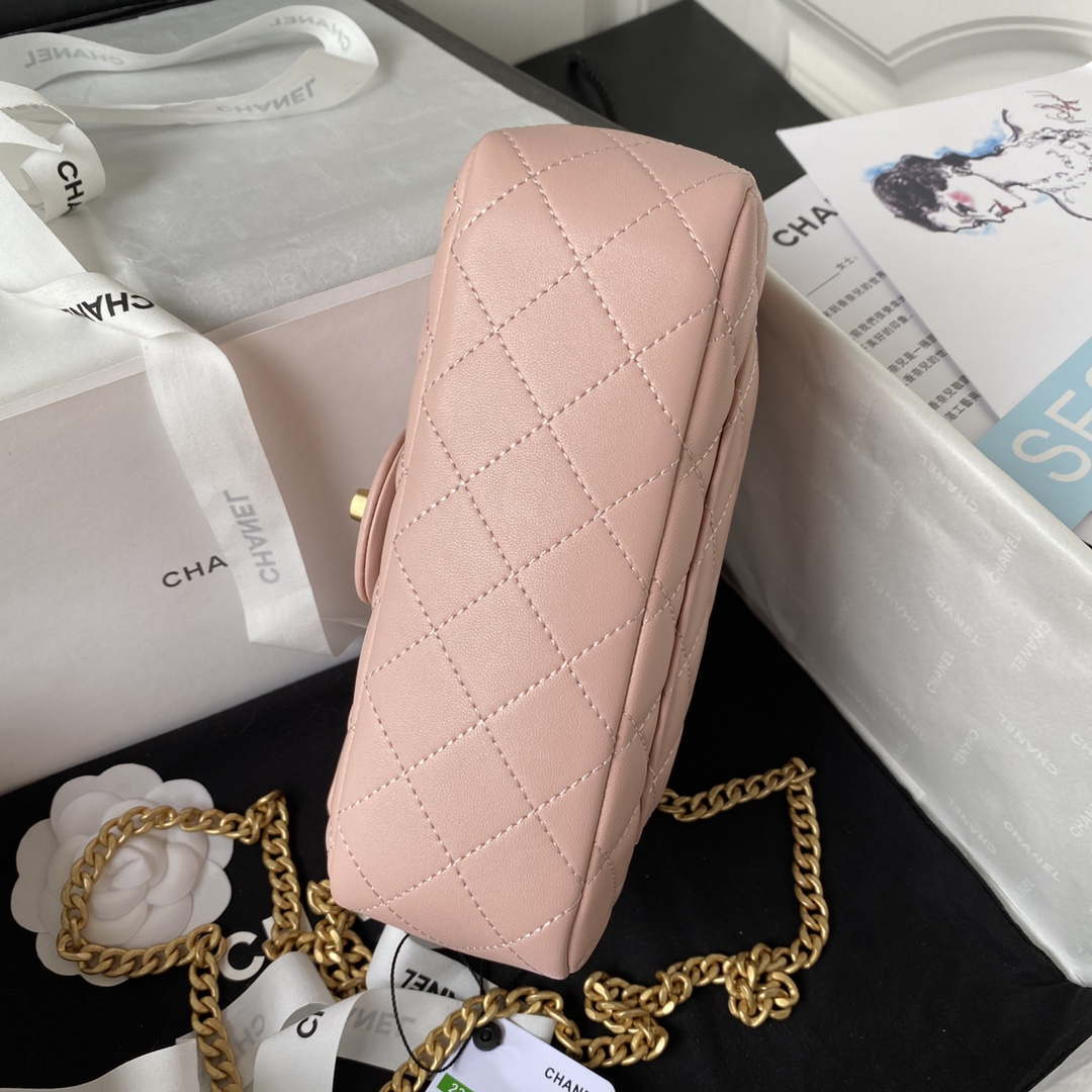 Chanel AS4041 Flap Classic Bag CF Camellia Lambskin Pink Gold | chanel as4041 flap classic bag cf camellia pink lambskin gold 005