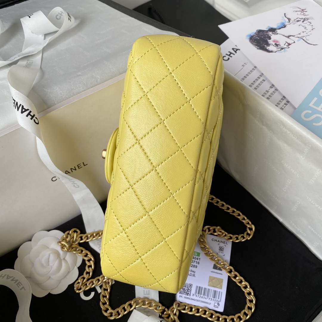 Chanel AS4041 Flap Classic Bag CF Camellia Lambskin Yellow Gold | chanel as4041 flap classic bag cf camellia yellow lambskin gold 006