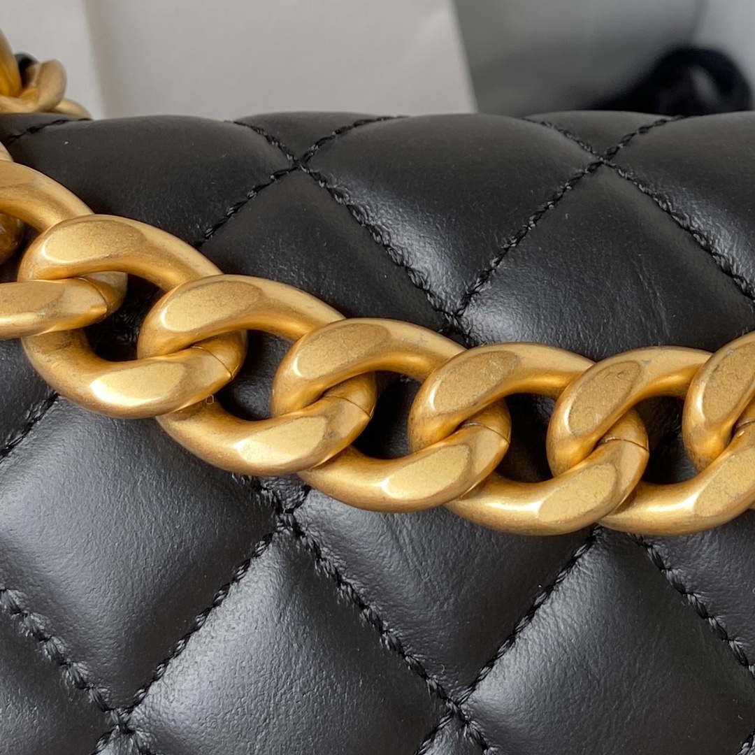 Chanel AS4051 Small Flap Classic Bag CF Lambskin Black Gold | chanel as4051 small flap classic bag cf lambskin black gold 005