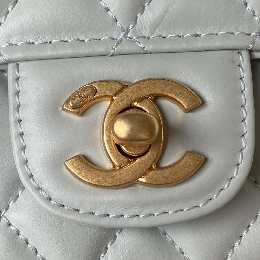 Chanel AS4051 Small Flap Classic Bag CF Lambskin Light Blue Gold | chanel as4051 small flap classic bag cf lambskin light blue gold 002
