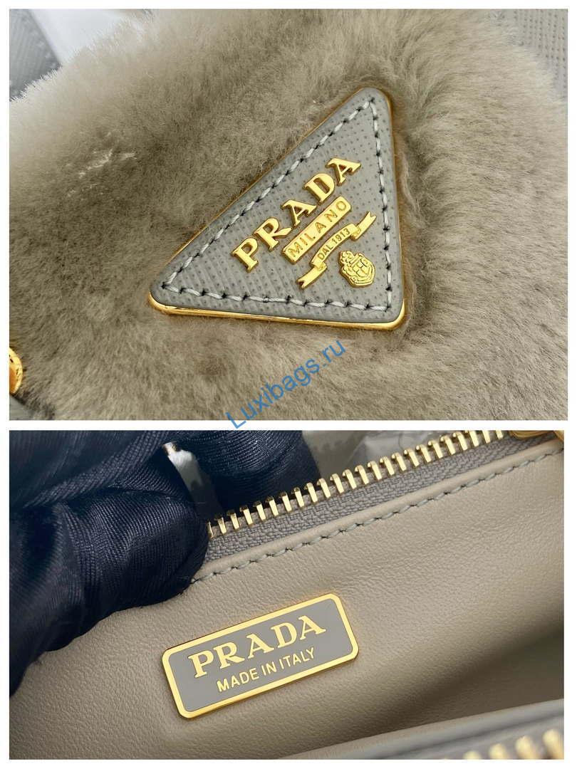 Prada 1BA906 Galleria Triangle Logo Mini Bag Gray Ladies Sheepskin | prada 1ba906 galleria triangle logo mini bag gray ladies sheepskin 009