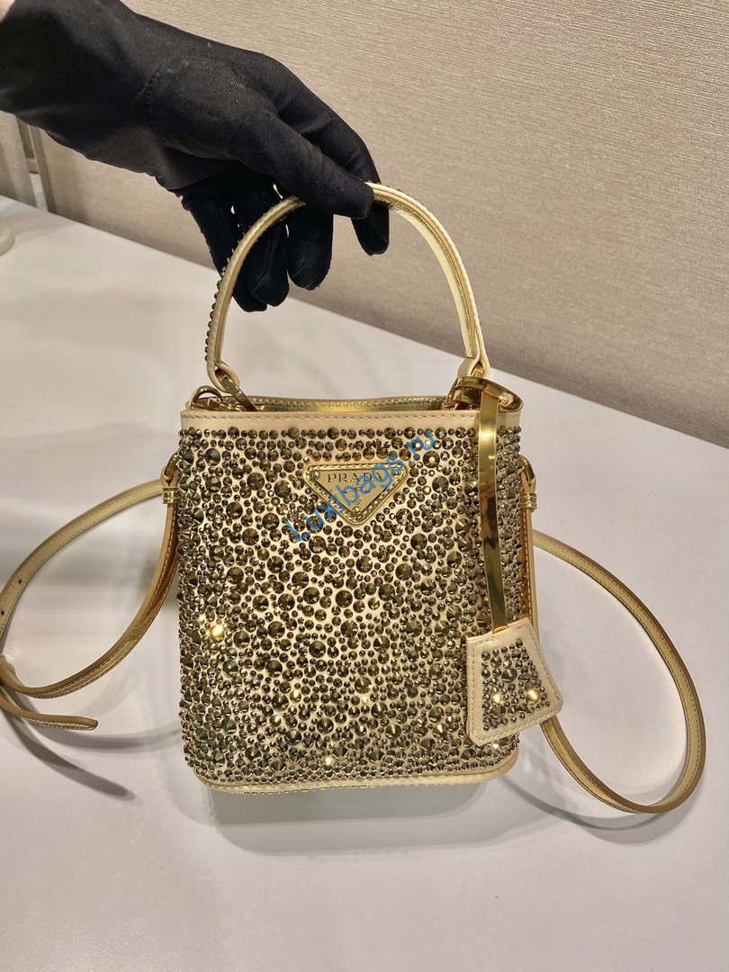 Prada 1BA373 Prada Panier satin bag with crystals Black | prada 1bd329 prada panier satin bag with crystals gold 002