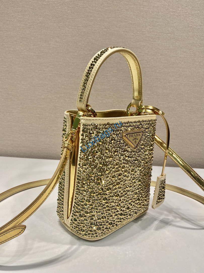 Prada 1BA373 Prada Panier satin bag with crystals Black | prada 1bd329 prada panier satin bag with crystals gold 003
