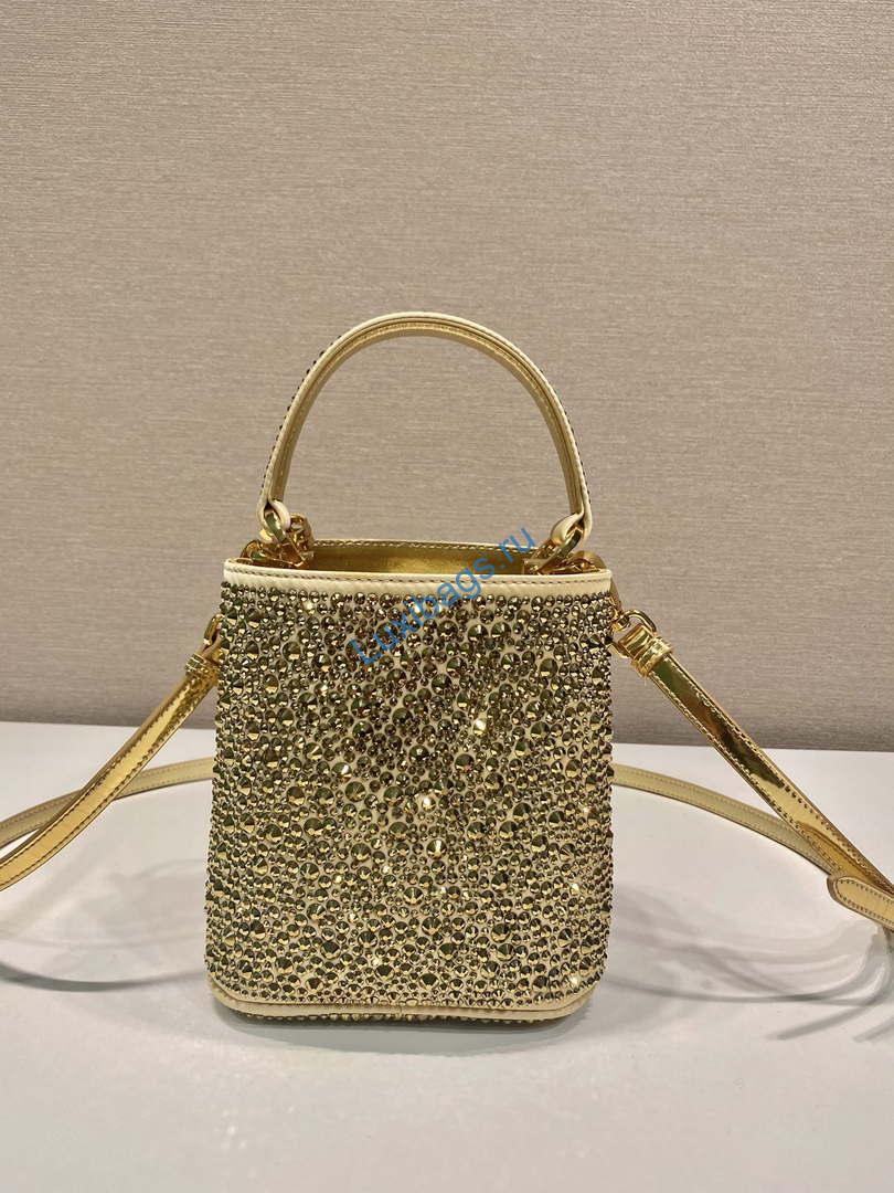 Prada 1BA373 Prada Panier satin bag with crystals Black | prada 1bd329 prada panier satin bag with crystals gold 004
