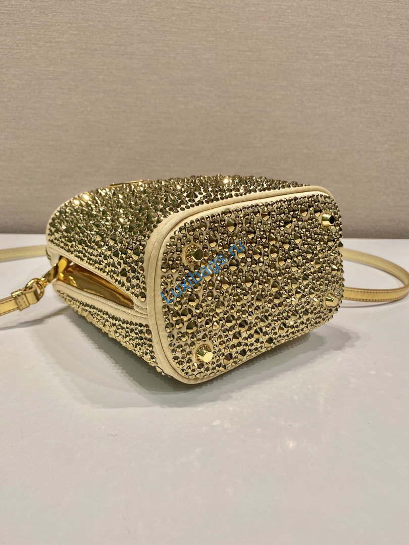 Prada 1BA373 Prada Panier satin bag with crystals Black | prada 1bd329 prada panier satin bag with crystals gold 005