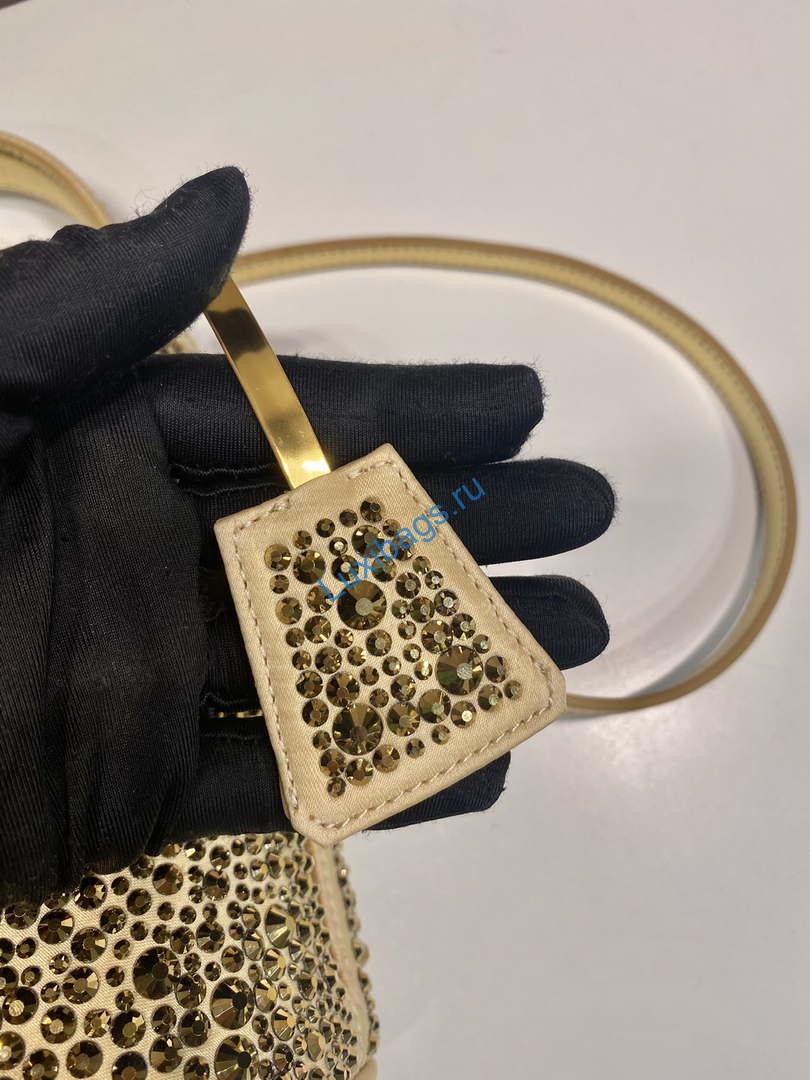 Prada 1BA373 Prada Panier satin bag with crystals Black | prada 1bd329 prada panier satin bag with crystals gold 007