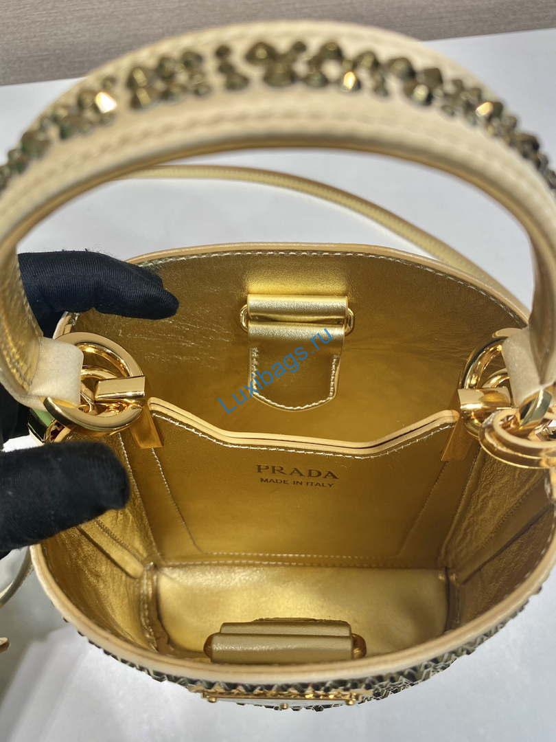 Prada 1BA373 Prada Panier satin bag with crystals Black | prada 1bd329 prada panier satin bag with crystals gold 008