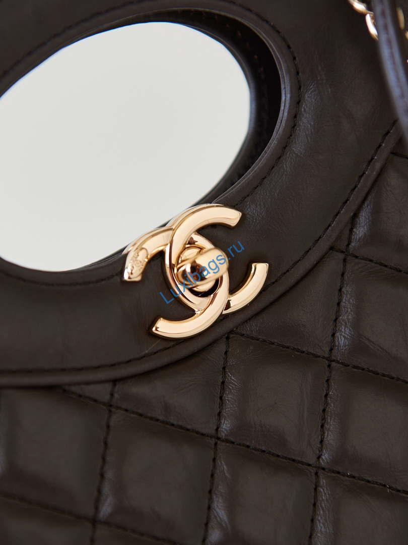 Chanel 31 mini Shopping Chain Lambskin leather AS4133 Bag Dark Brown | chanel 31 mini shopping chain lambskin leather as4133 bag dark brown 002